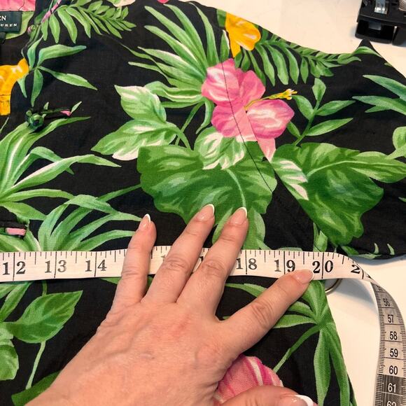 Lauren Ralph Lauren Asian Inspired Floral Linen Tunic Size Small - Picture 7 of 8